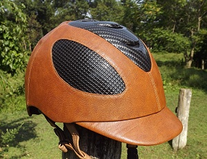 2013 BGG helmet tan faux leather with black mesh and black insert.jpg